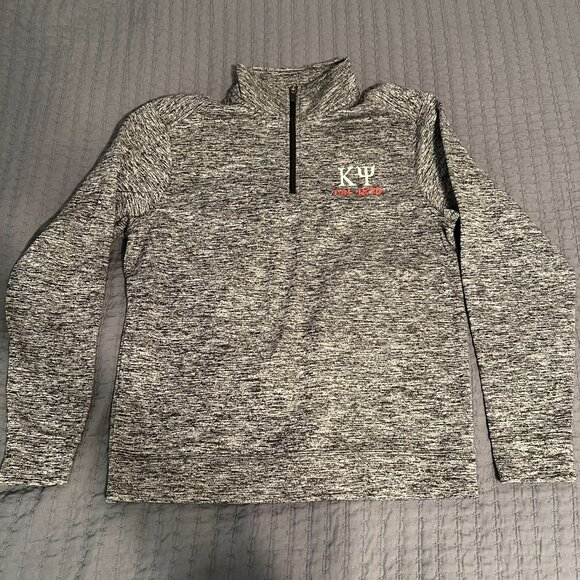 Sport Tek Size Small Heather Grey Fleece Kappa Psi Half Zip Jacket - Picture 2 of 6
